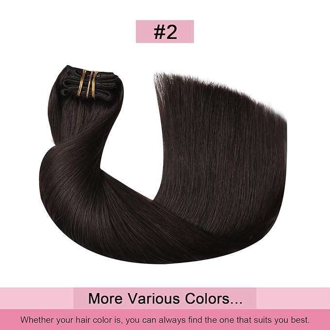 Pro2.0 Remy Clip in Extensions Real Human Hair Color #2 Dark Brown Remy Clip in Hair Extensions Real Human Hair 18inch 120g Thick 7pcs Seamless Double Weft for Women（#2-18inch）