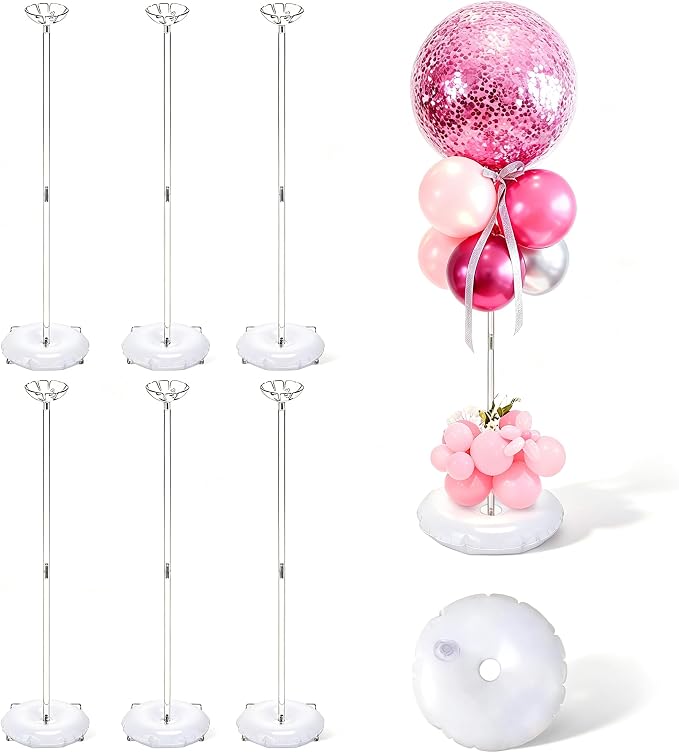 Aneco 6 Pieces Clear Acrylic Balloon Stand Set 23.6 Inches Height Balloon by Aneco