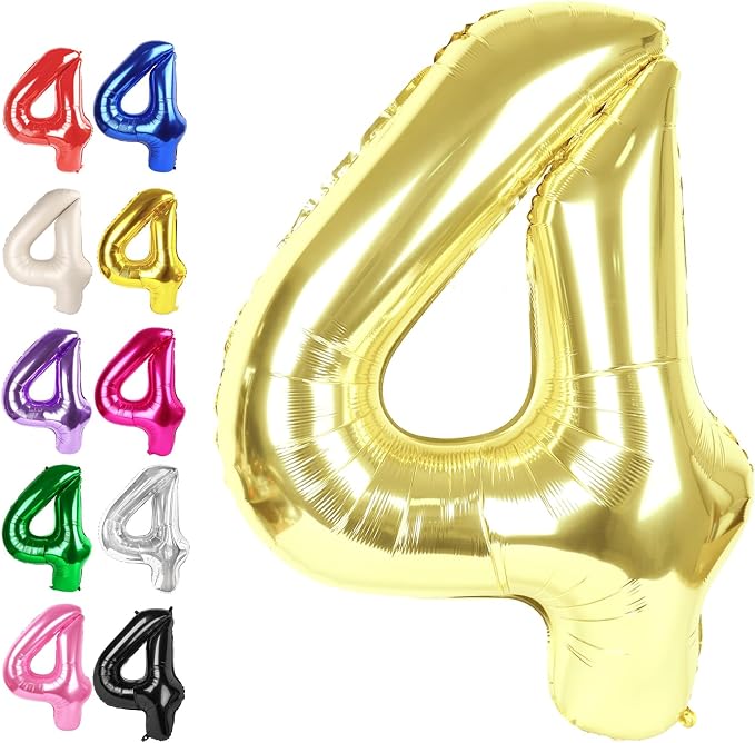 Light Gold Number 4 Balloon 40 inch, Balloon numbers party supplies, deco photo by Upgesy