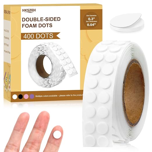 400 PCs 1mm Thin Double Sided Foam Dots 0.3" Adhesive Foam Tape by Unknown