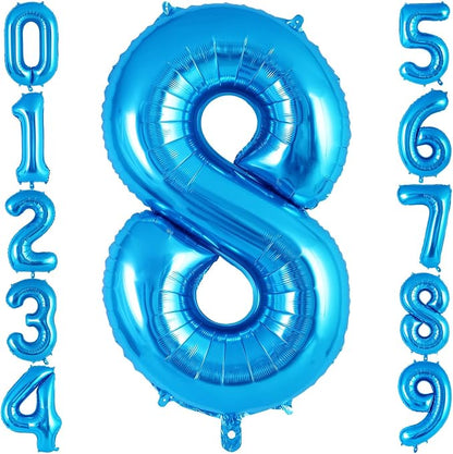 Blue Number 8 Balloon 40 Inch, Big Large Foil Helium Number Balloons, Jumbo by AIQINHU