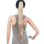 SWACC 28-Inch Long Straight Claw Clip Ponytail Extensions Synthetic Hair Extensions Ponytail Jaw Clip Hair Pieces for Women (Dark Honey Blonde/Bleach Blonde Highlights-16H613)