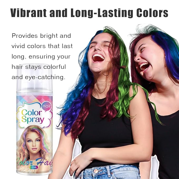 Temporary Hair Color Spray, Black Hair Dye Pomades for Kids and Women-Perfect for Cosplay, Christmas, and Halloween Parties, Natural Washable Quick-Drying, One-Time Use in one wash (Black, 120ml)