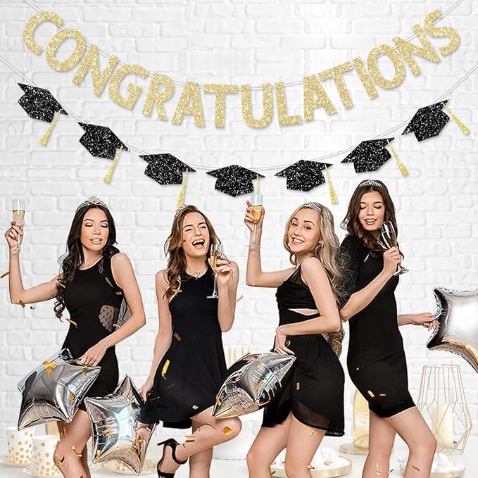 Pre Strung Congratulations Decorations Banner Gold Glitter Congratulation 2026 - Image 5