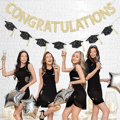 Pre Strung Congratulations Decorations Banner Gold Glitter Congratulation 2026 - Image 5