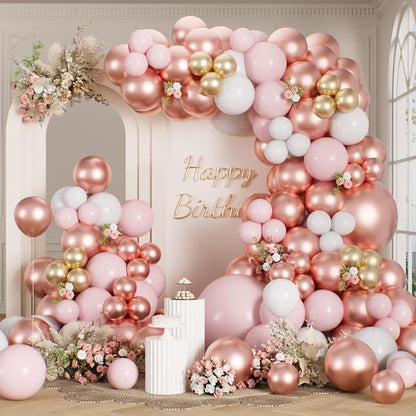 RainbowQ 165 Pcs Rose Gold Balloons Arch Kit Different Sizes Garland | Metallic by RainbowQParty