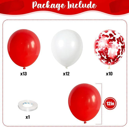 Red White Balloons Set, 35 Pack 12 Inch Red White Confetti Latex Party Helium - Image 2