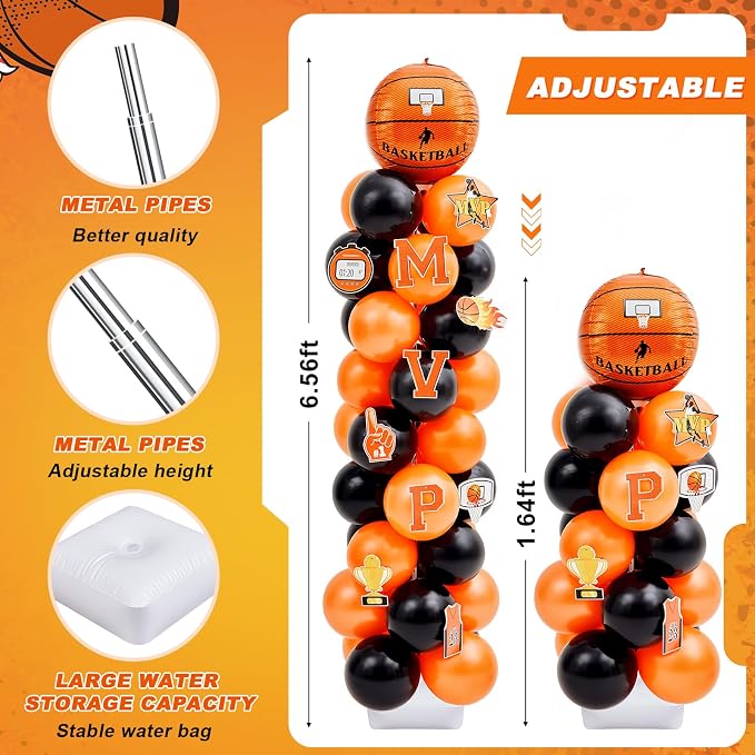 Gejoy 2 Sets Basketball Balloon Column Stand Kit Include 162 Latex Balloons 12 - Image 3