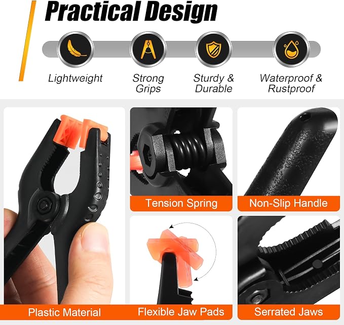 RELBRO Spring Clamps, 3 Sizes Plastic Clips, Heavy Duty, 4.5 Inch, 3.5 Inch - Image 4