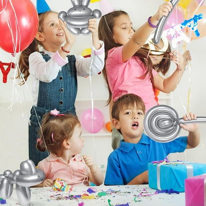 260 Metallic Silver Long Balloons - Image 6