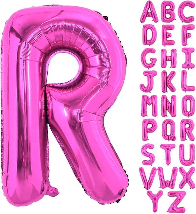 Hot Pink Letter R Balloons, R Letter Balloon 40 Inch Foil R Balloon | Hot Pink by BBPOOL