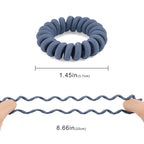 Spiral Hair Ties (Cloth Blue, 12 Pcs) - Coil Ponytail Holders for Thick Hair, No Crease Phone Cord Ties for All Hair Types
