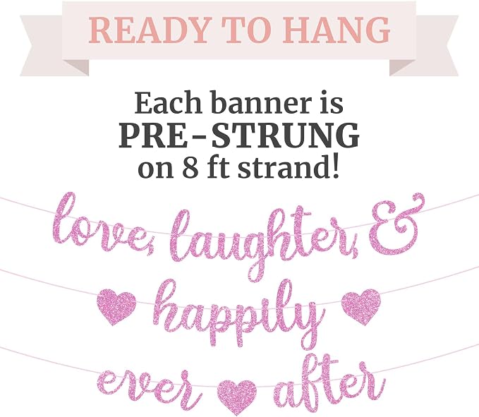 Pre-Strung Love Laughter & Happily Ever After Banner - Image 3