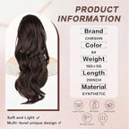 Ponytail Extension, Drawstring Ponytail Extension for Women 20 Inch Long Wavy Brown Pony Tails Hair Extensions Synthetic Clip in Ponytail Hairpiece for Women
