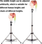 Reinforced Wig Stand Tripod Mannequin Head Stand Adjustable Wig Head Stand Holder for Cosmetology Hairdressing Training with Carrying Bag (Silver)