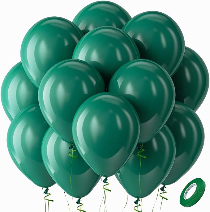 Bezente Dark Green Balloons Latex Party Balloons 100 Pack 12 inch | Emerald by Bezente