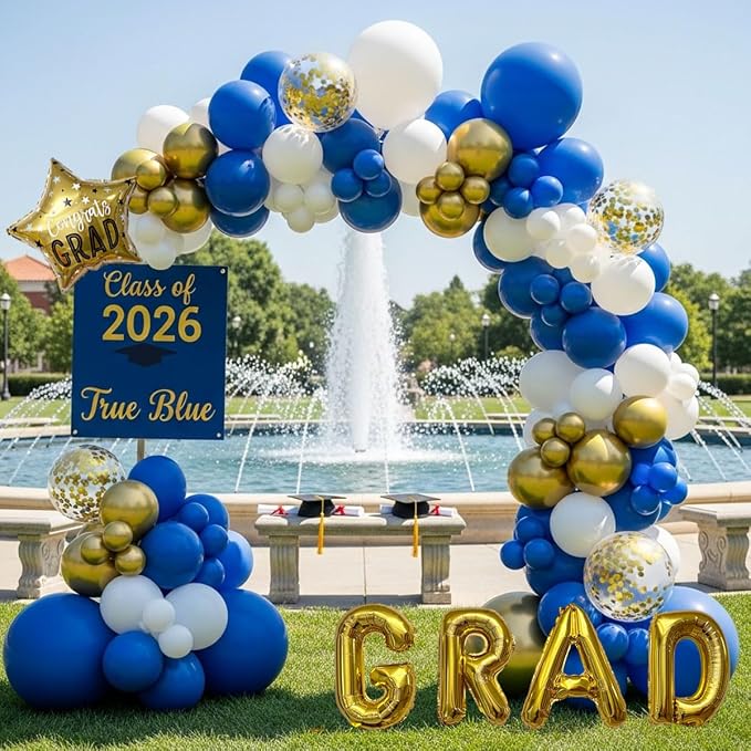 Graduation Balloon Arch Kit, 1 Foil Star, 5 Confetti Balloons, Grad Prom College by Palitigo