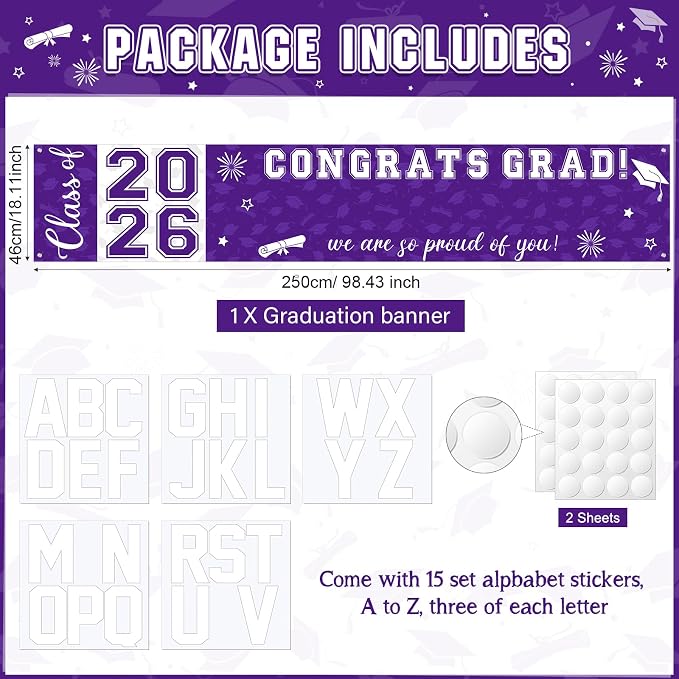 Graduation Congratulations Banner Decorations, Class of 2026 Personalized - Image 2