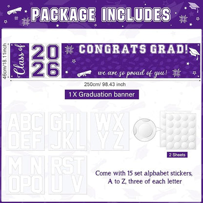 Graduation Congratulations Banner Decorations, Class of 2026 Personalized - Image 2