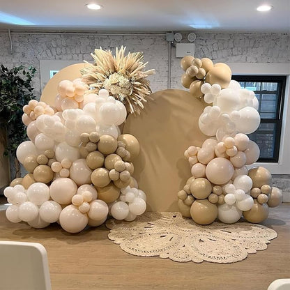 Netural Balloon Garland Arch Kit, Double Stuffed Beige Cream Tan Balloons - Image 3