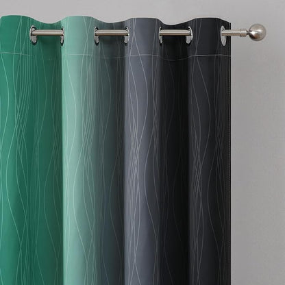Black and Green Blackout Ombre Curtains - Image 4
