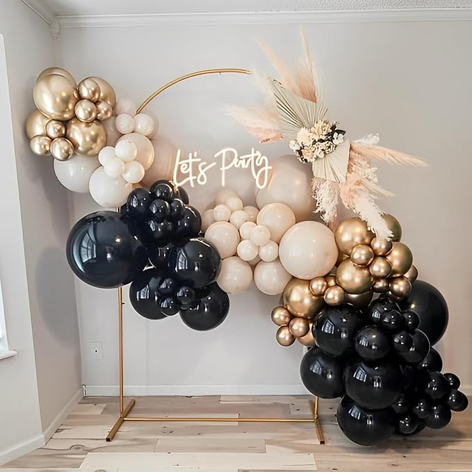 Voircoloria 148pcs Black and Gold Balloons Arch Kit, 18 12 10 5 Inch | - Image 4