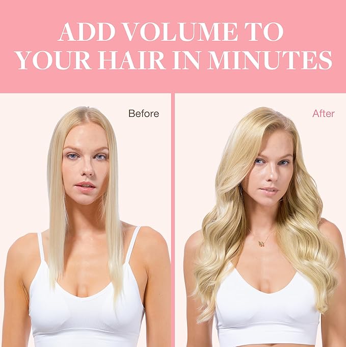 GOO GOO Clip in Hair Extensions Real Human Hair, Remy Human Hair Extensions Clip ins for Women, Natural Human Hair, 20inch 120g 7Pcs, 613R Bleach Blonde