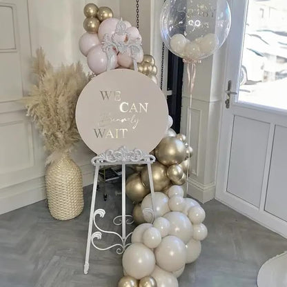 White and Gold Balloons, 12 Inch White Sand Gold Metallic Latex Balloons - Image 3