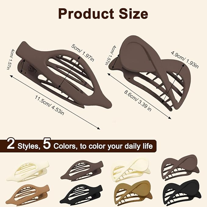 8PCS French Flat Hair Clips for Women Colorful Duckbill Hair Clips for Thick& Thin Hair Fashion Matte Hair Claws 2 Styles