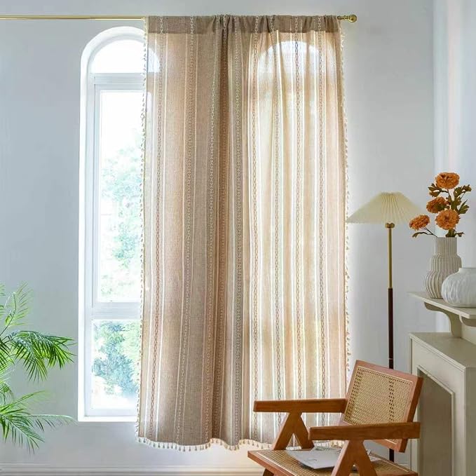 Sutuo Home Boho Curtains for Bedroom Living Room 72 Inch Length, Light - Image 3