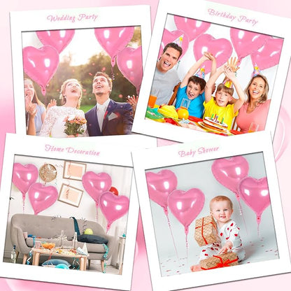 12 Pcs Pink Heart Balloons, 18 Inch Heart Foil Balloons Love Balloon Valentine - Image 7