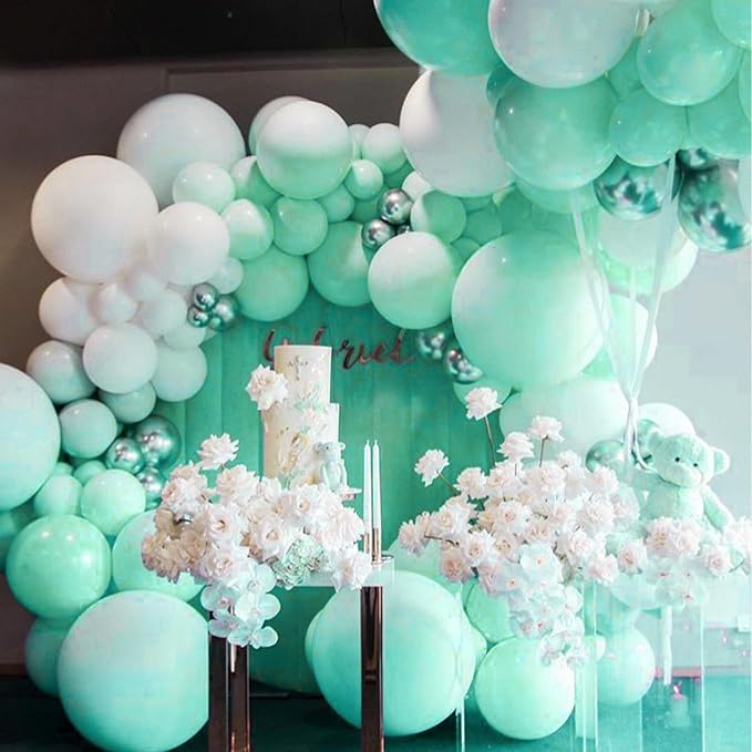 PartyWoo Teal Balloons 100pcs Turquoise Latex Balloons Different Sizes | 36 18 - Image 5