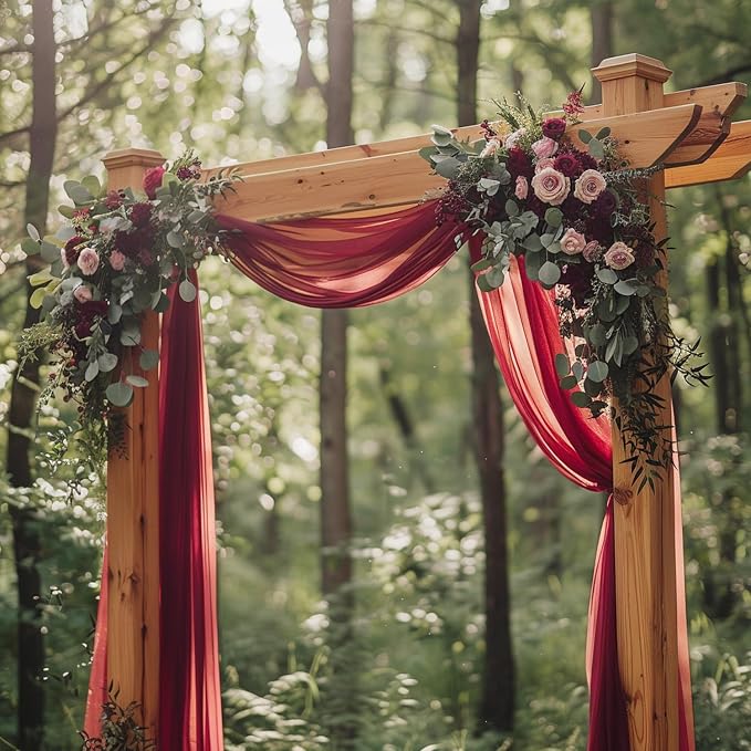 Wedding Arch Draping Fabric Backdrop Drapes 4 Panels, Burgundy | 28.7"x20FT - Image 5