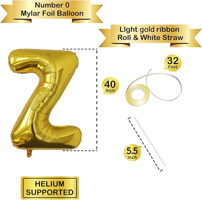 Letter Balloons Gold Party Balloon - Image 3