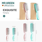 MR.GREEN Hair Brush Crystal Scalp Massage Combs Volumizing Hair Styling Fine Tooth Detangling Tool For Long Wet Dry Hair Women Gift (Green, Small)