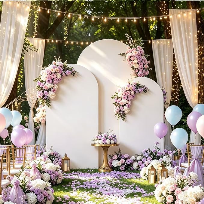 Arch Backdrop Stand and Cover Set Metal Arch Frame Stand Gold - Image 9