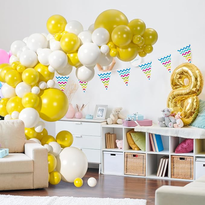 110pcs Yellow and White Balloons Garland Arch Kit, 18/12/10/5 Inch Balloons | - Image 5