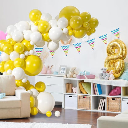 110pcs Yellow and White Balloons Garland Arch Kit, 18/12/10/5 Inch Balloons | - Image 5