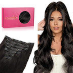 WENNALIFE Seamless Clip In Hair Extensions Human Hair, 24 Inch 160g 7pcs Natural Black Hair Extensions Clip in Human Hair Invisible PU Skin Weft Natural Remy Human Hair Extensions
