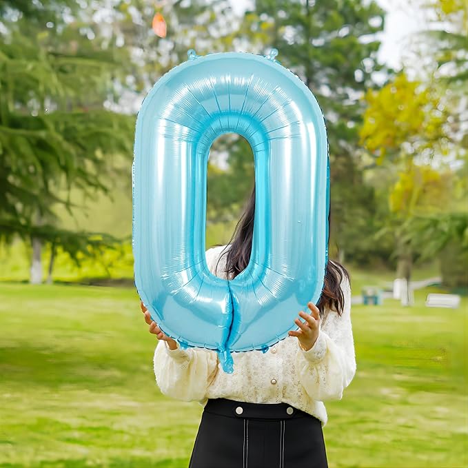 40 Inch light blue Number Balloons, Helium Mylar Foil Number Balloons - Image 2