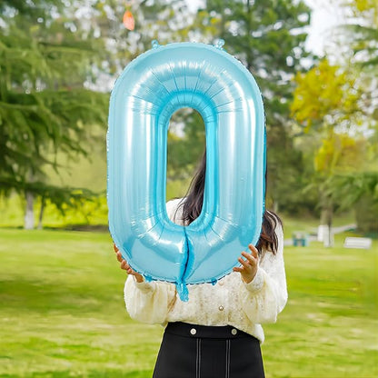 40 Inch light blue Number Balloons, Helium Mylar Foil Number Balloons - Image 2