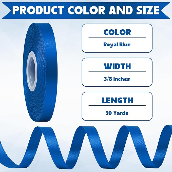 3/8In 30Yards Thin Royal Blue Ribbon - Image 2