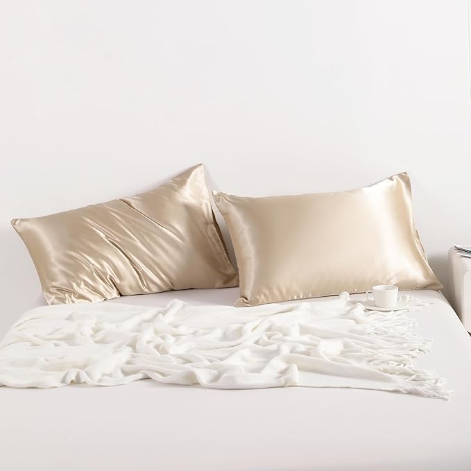 NTBAY 2 Pack Satin King Pillowcases for Hair and Skin, Luxurious and Silky Pillow Cases with Envelope Closure, 20x36 Inches, Taupe