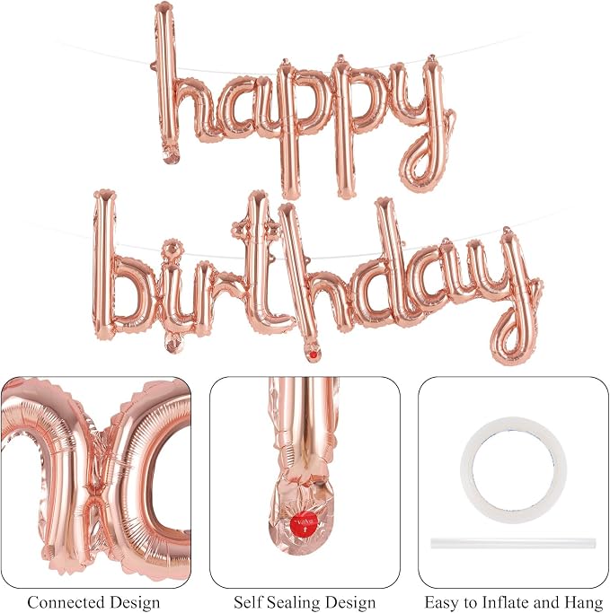 Happy Birthday Balloons Banner Foil Letters Balloons Connected, Personalized - Image 6