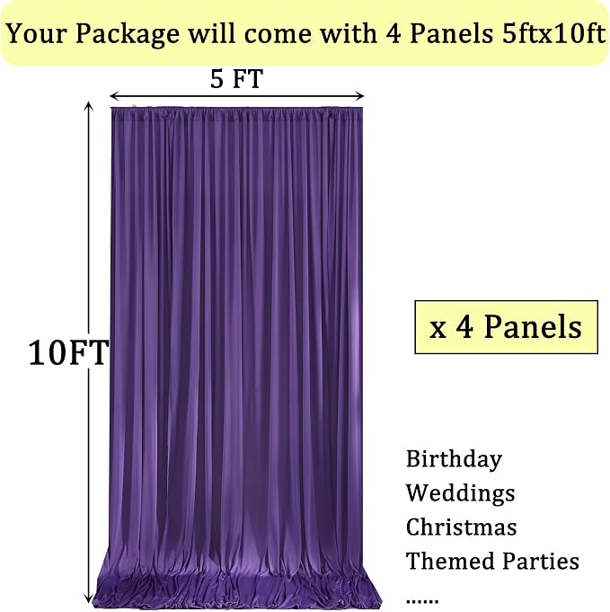 20ft x 10ft Wrinkle Free Purple Backdrop Curtains - Image 6