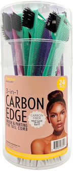 Donna Professional Essential Carbon Parting Pin Tail Comb – Heat Resistant & Anti-Static Combs with Metal Pin Tail for Braids, Twists & Natural Hair Sectioning (3 IN 1)