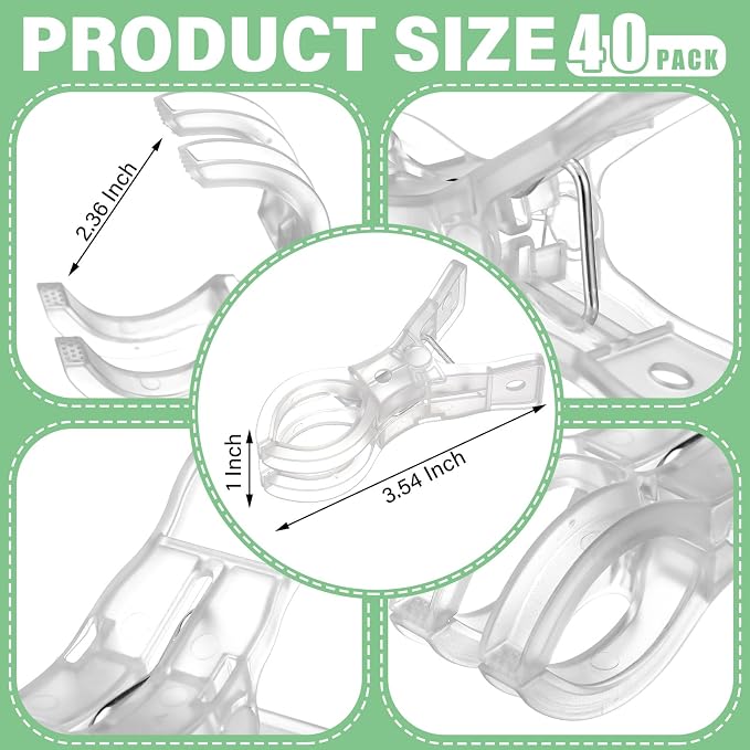 LemonRoad 40 Pack Large Balloon Arch Clips Plastic Transparent Backdrop Spring - Image 2