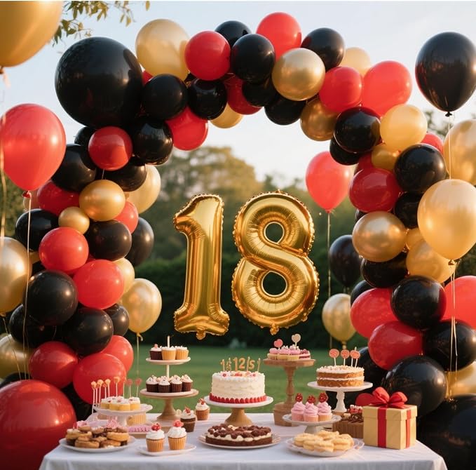412Pcs Red Black Gold Balloons Arch kit, 18 12 10 5 Inch Different Size Latex - Image 6