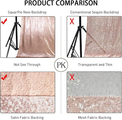 SquarePie 20x10ft Rose Gold Sequin Backdrop, High Density Non-Transparent - Image 6