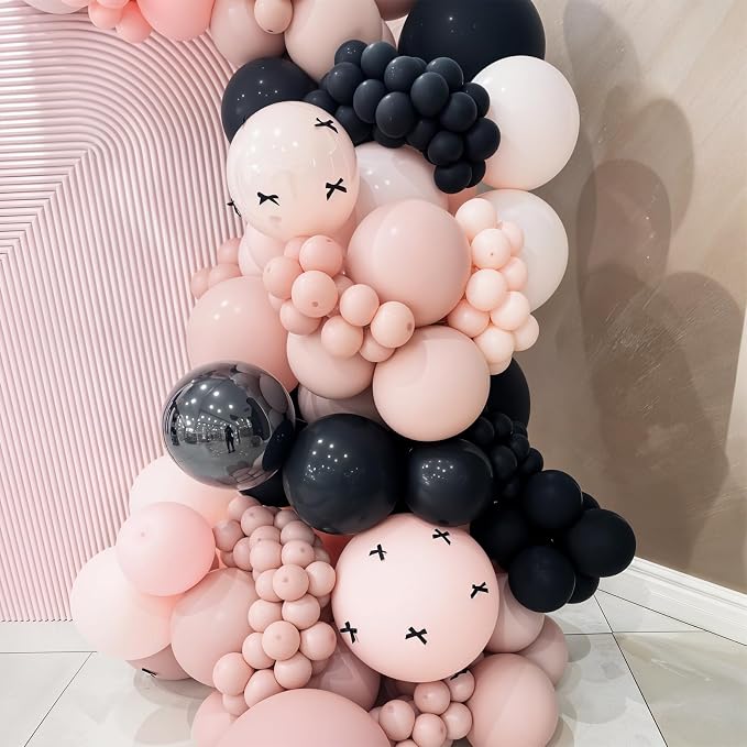 HILAVO Pink and Black Balloons Arch Kit Bow Balloon Garland Coquette Bow - Image 5